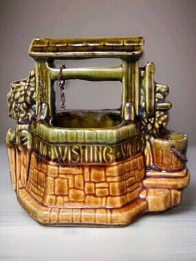Vintage McCoy Pottery Wishing Well Planter "Grant A Wish To Me"